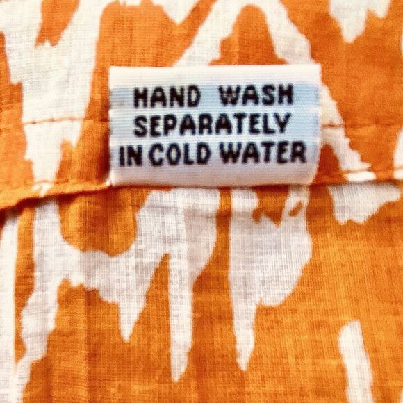 Women’s Tropical Orange + White Patterned Tunic, Light Tissue Cotton Size: L - Picture 12 of 12